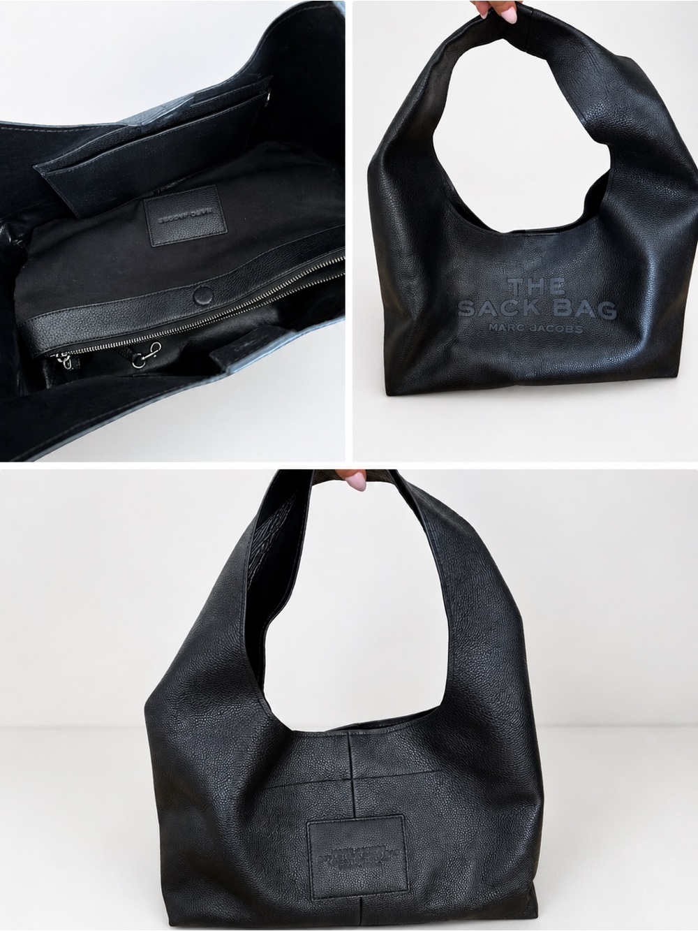 Marc Jacobs Black Pebbled Leather Sack Bag Hobo